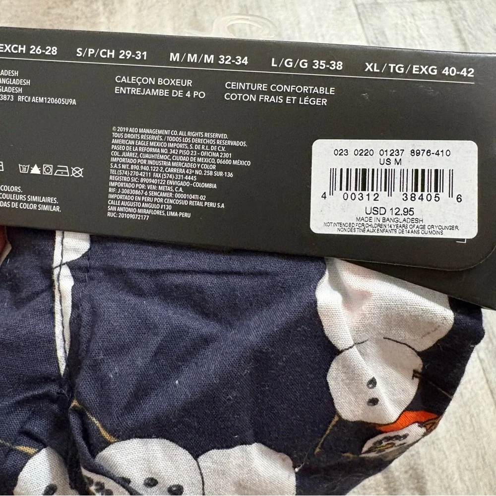 American Eagle Snowman Boxers 4” Medium